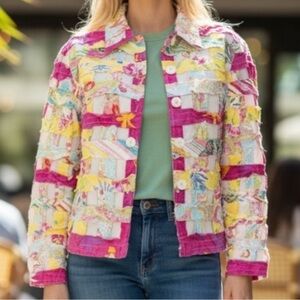 Vintage Quilt Coat Patchwork Cottagecore Bohemian Floral  Multicolor SZ SP